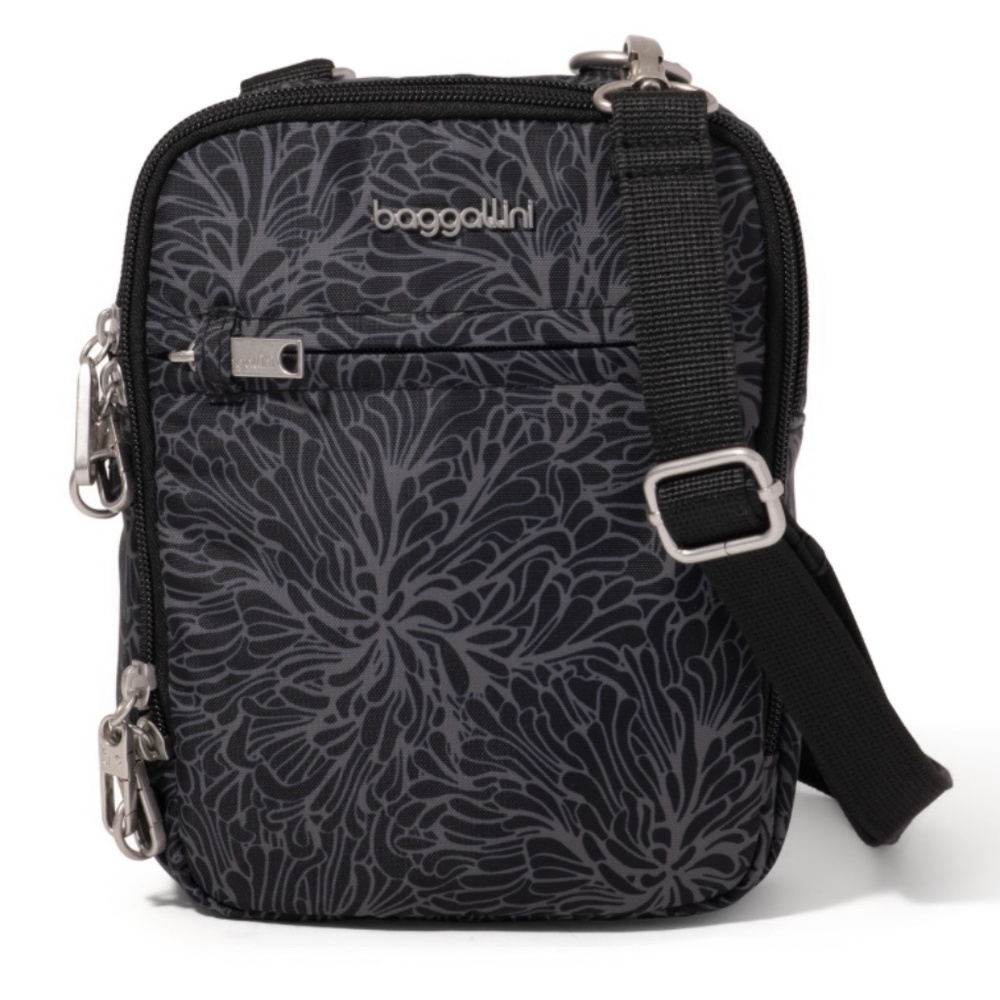 Baggallini Securtex Anti-Theft Mini Everything Crossbody Midnight Blossom RFID